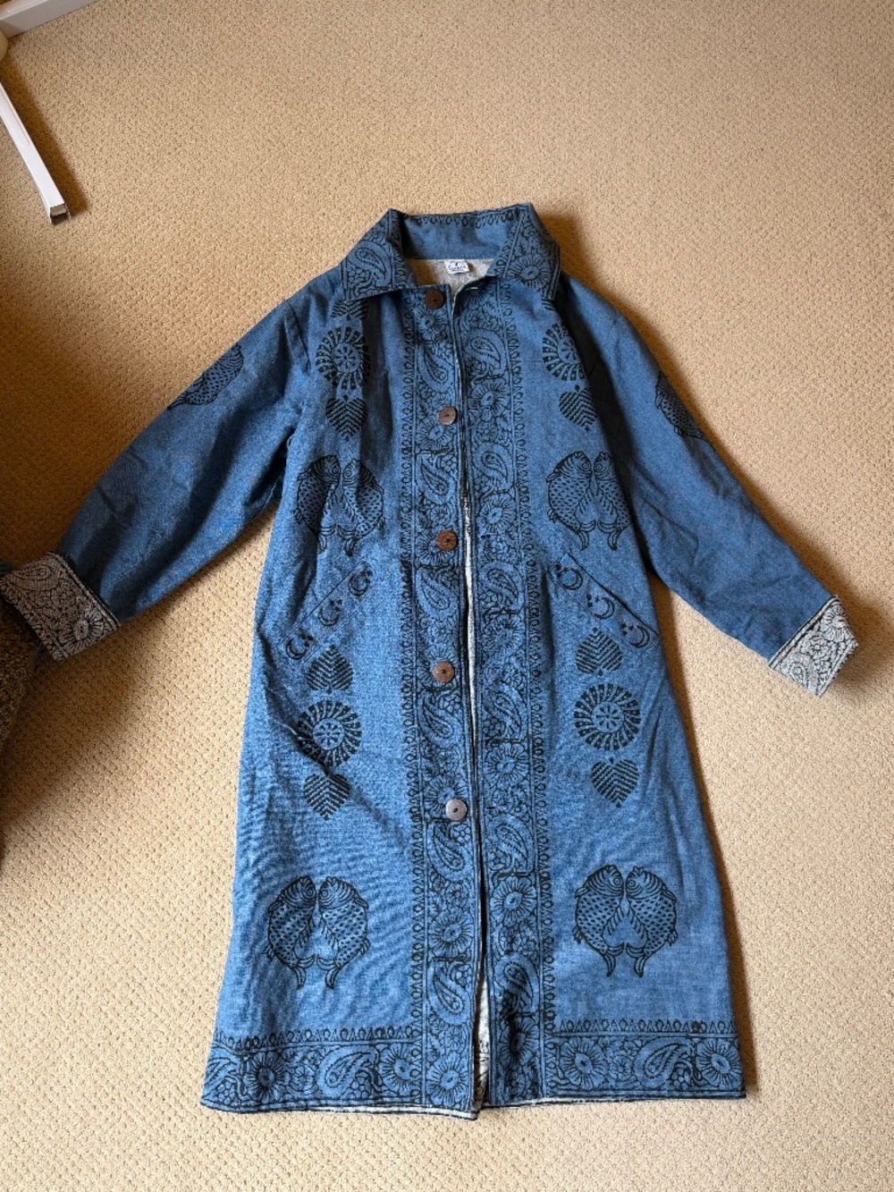 Lino Stamped Trench Coat - Reversible! (Ganesh Himal)
